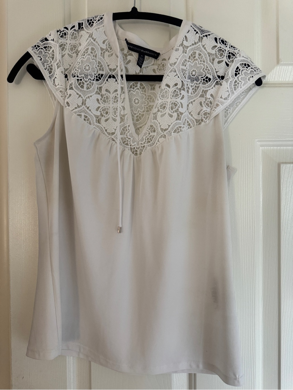 White House Black Market White Lace Yoke V-Neck Camisole